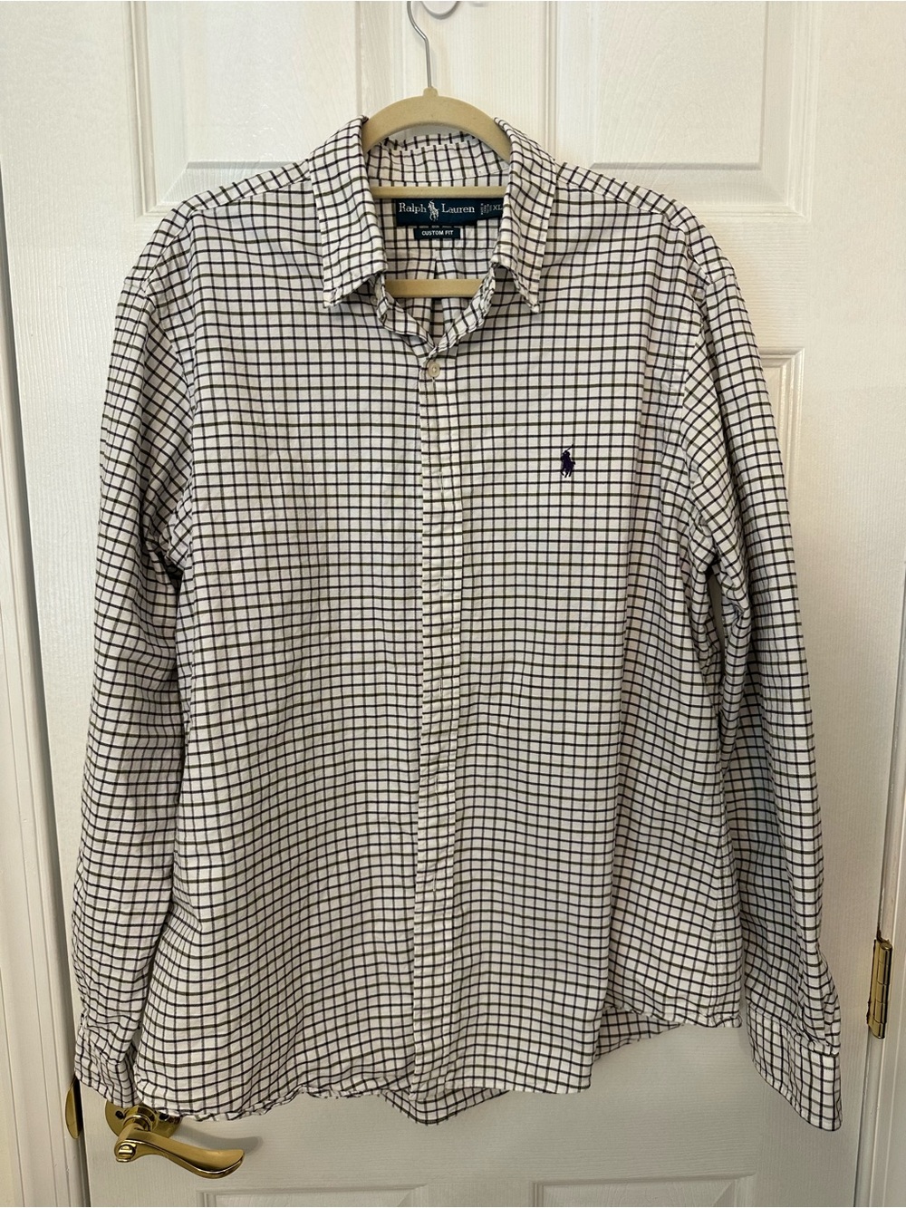 Polo Ralph Lauren Mens XL Custom Fit Tattersall Check Button Down Shirt Purple